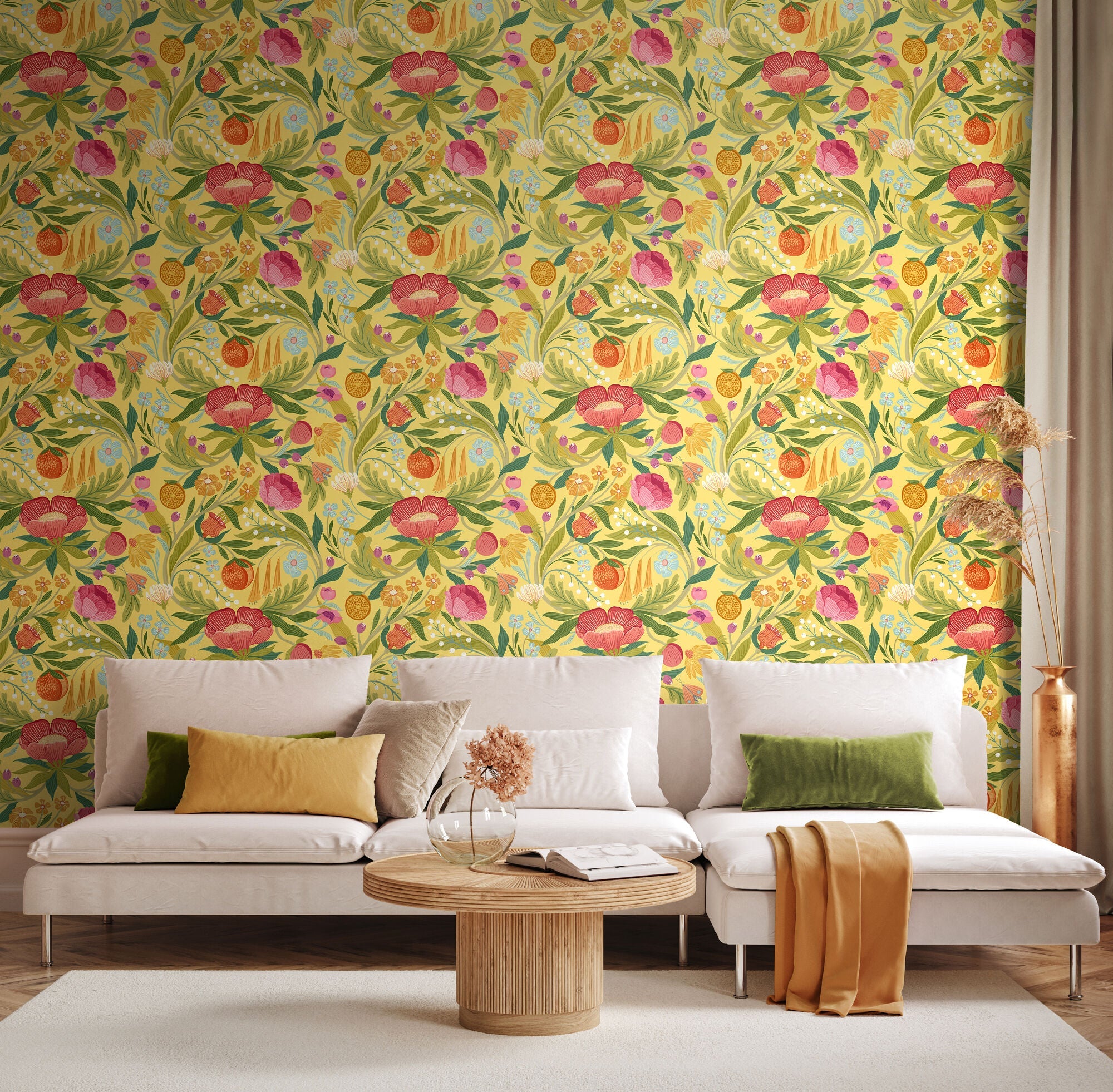 RON50146W Clementine Marigold Wallpaper by Ohpopsi