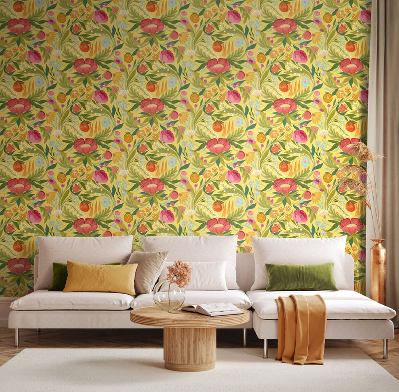 RON50146W Clementine Marigold Wallpaper by Ohpopsi