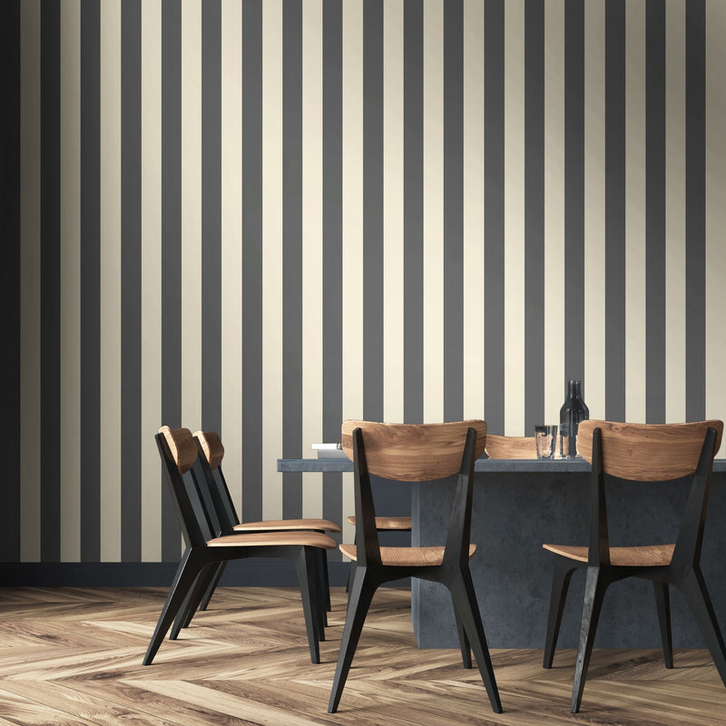 SIS50106W Bloc Stripe Onyx Wallpaper by Ohpopsi