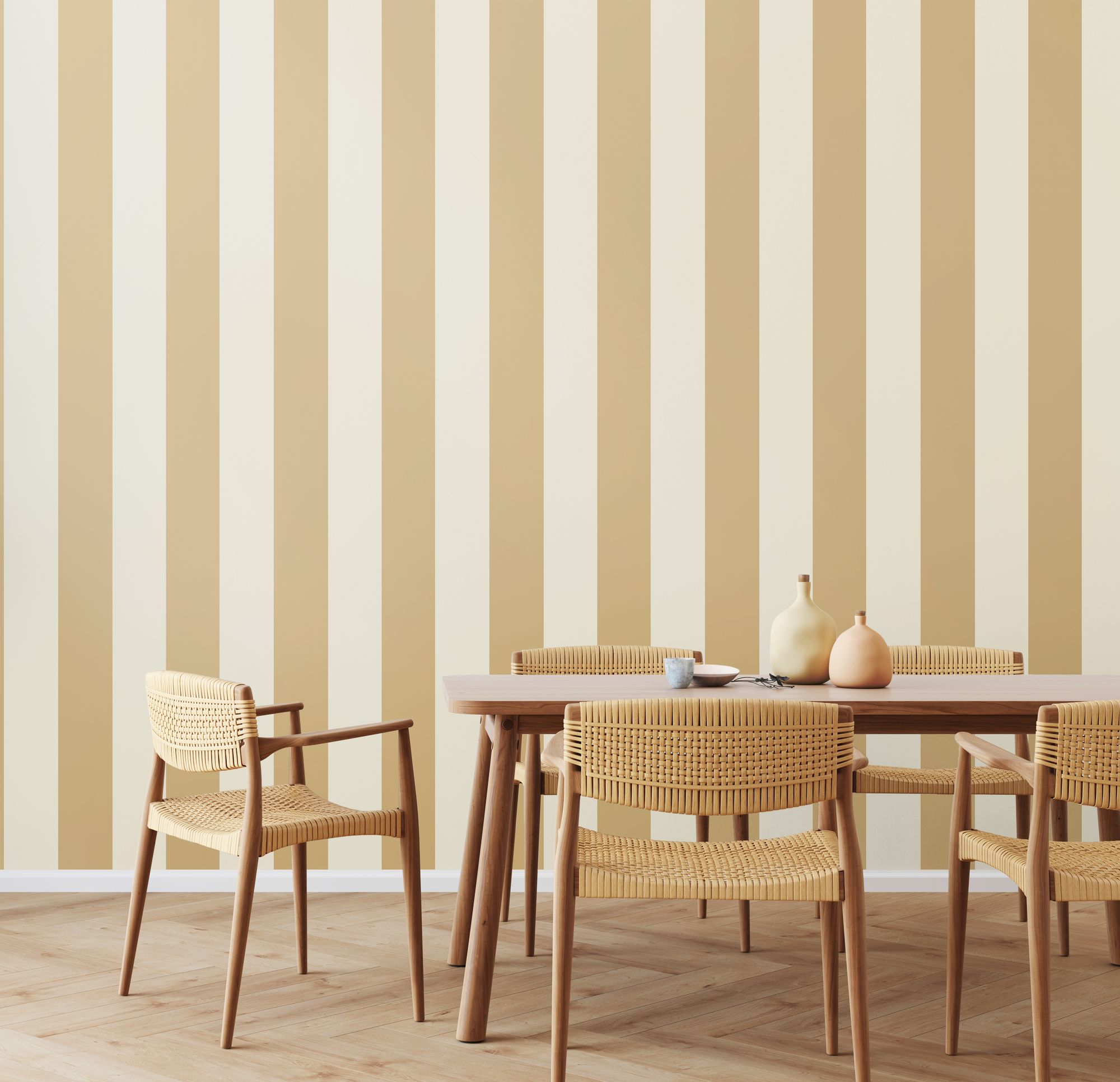 SIS50148W Wide Stripe Sand Wallpaper by Ohpopsi