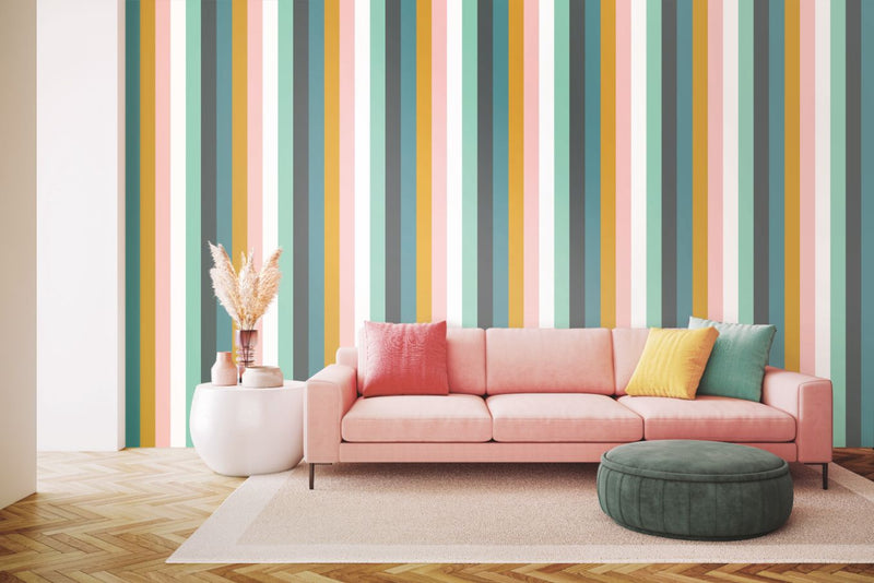 STR50123W Rainbow Bloc Carnival Pop Wallpaper by Ohpopsi