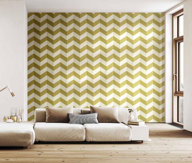 STR50129W Illusion Chevron Olive Twist Wallpaper by Ohpopsi