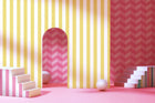 STR50132W Illusion Chevron Hot Fushcia Wallpaper by Ohpopsi
