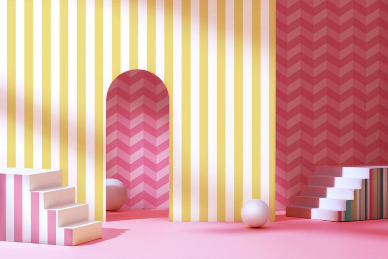 STR50132W Illusion Chevron Hot Fushcia Wallpaper by Ohpopsi