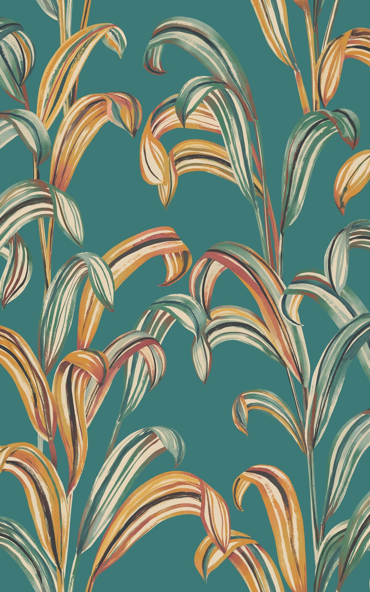FRA50103W Revive Tropical Teal Wallpaper by Ohpopsi