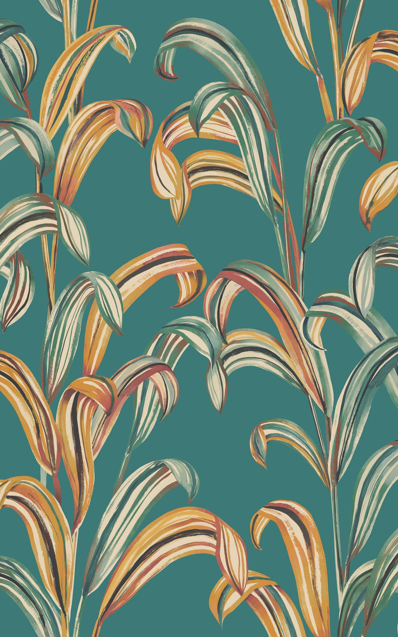 FRA50103W Revive Tropical Teal Wallpaper by Ohpopsi