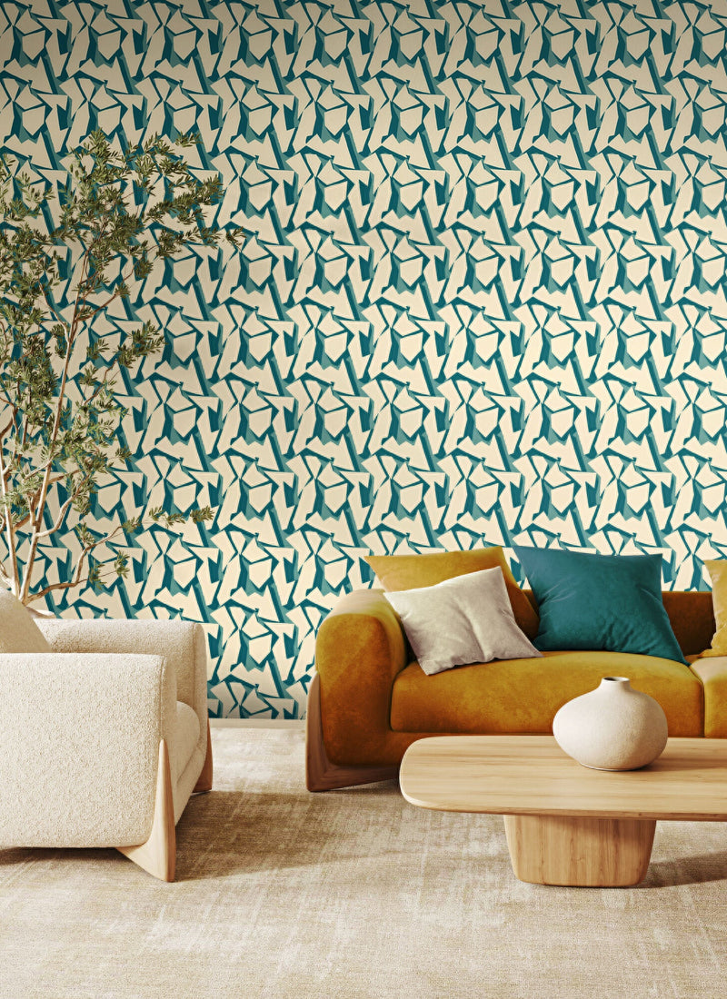 FRA50109W Shatter Teal Wallpaper by Ohpopsi