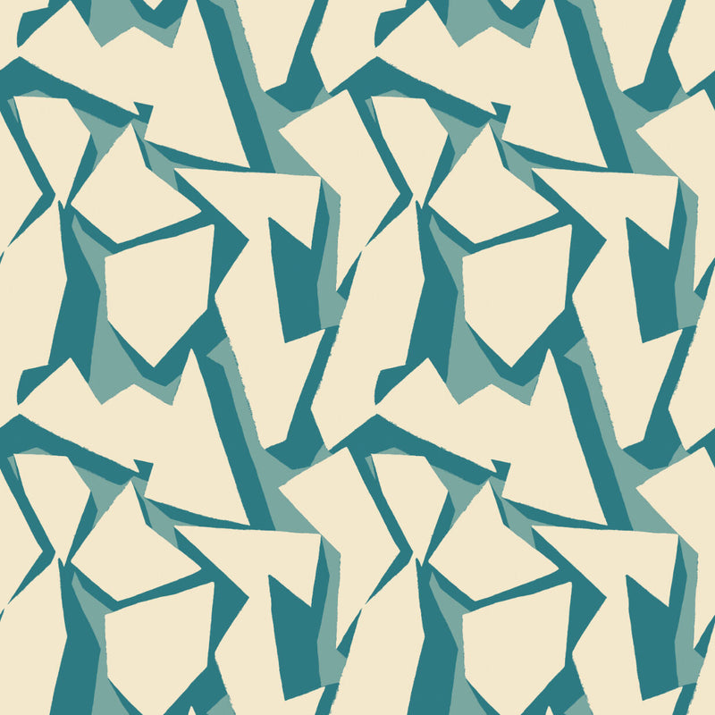 FRA50109W Shatter Teal Wallpaper by Ohpopsi
