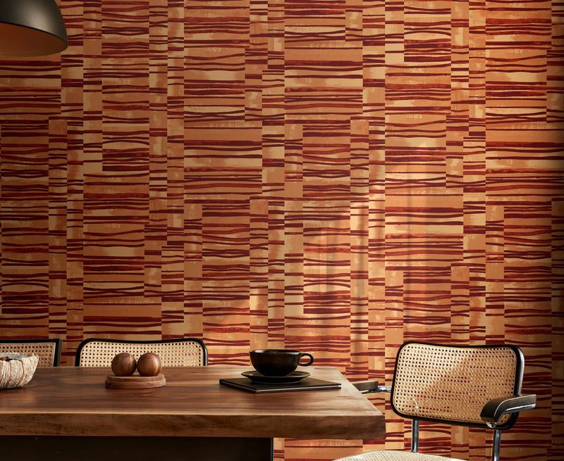 FRA50119W Structures Burnt Umber Wallpaper by Ohpopsi
