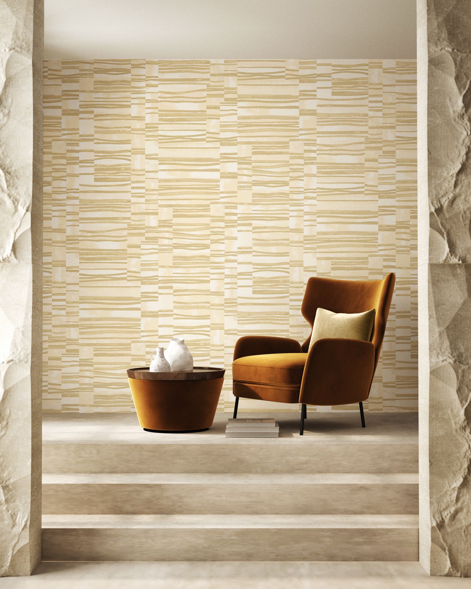FRA50120W Structures Butter Wallpaper by Ohpopsi