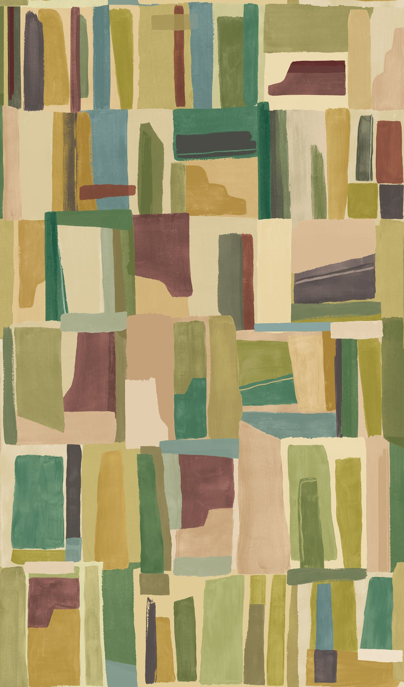 FRA50126W Abstract Cubes Tawny Forest Wallpaper by Ohpopsi