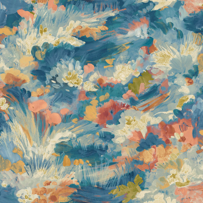 FRA50141W Awaken Indigo Blush Wallpaper by Ohpopsi