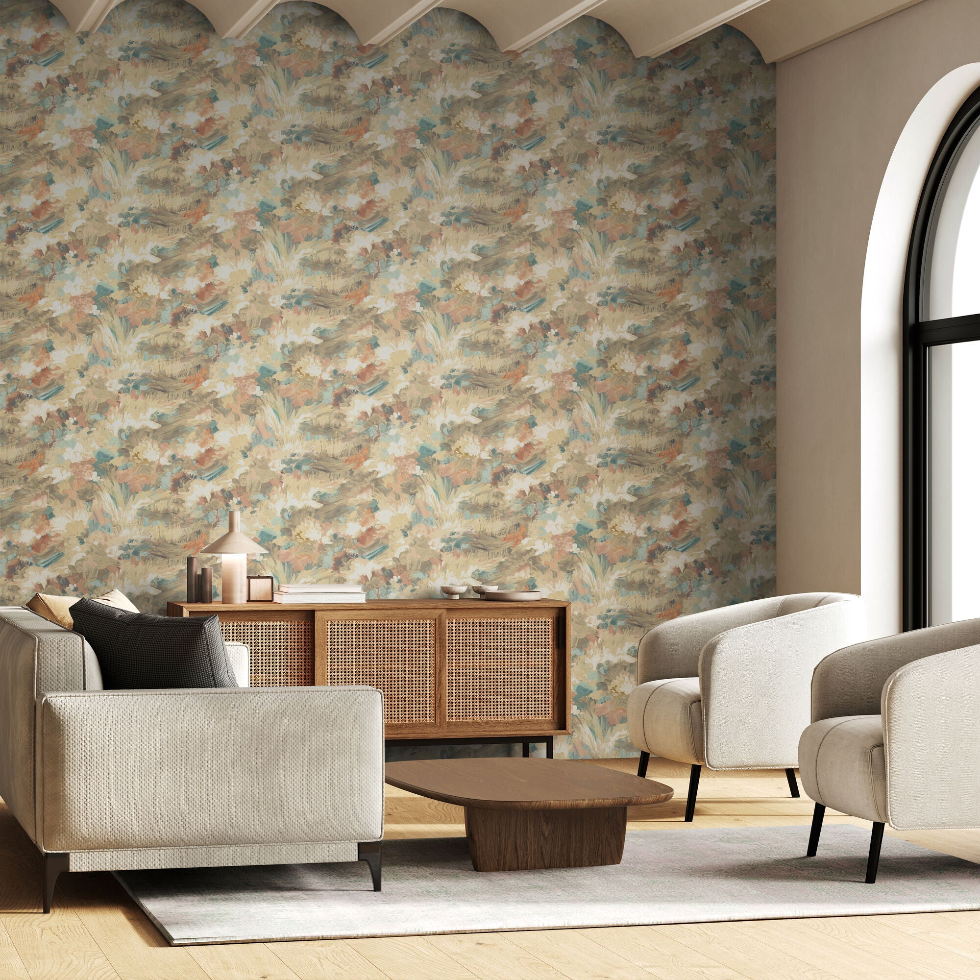 FRA50143W Awaken Warm Parchment Wallpaper by Ohpopsi
