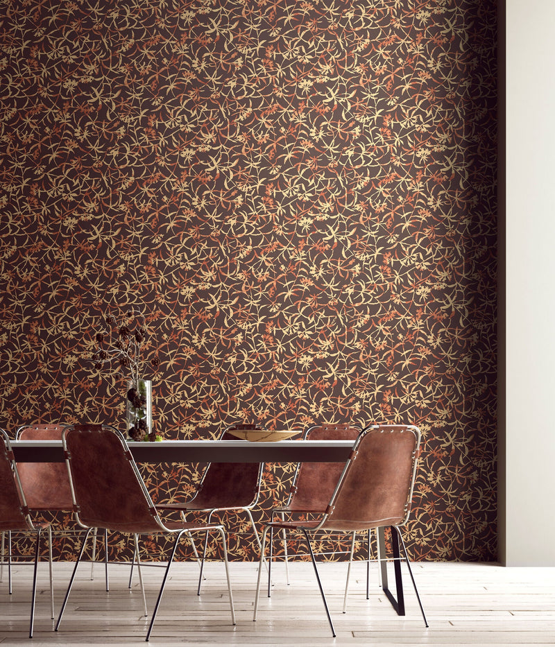 FRA50144W Entwine Dark Maple Wallpaper by Ohpopsi