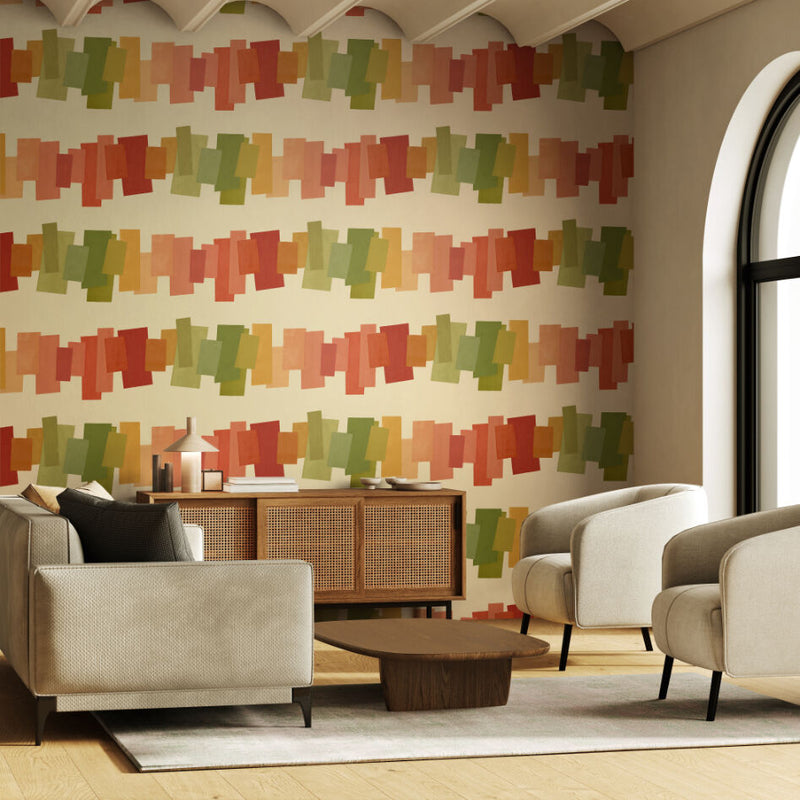 FRA50156W Offset Blocks Heatwave Wallpaper by Ohpopsi