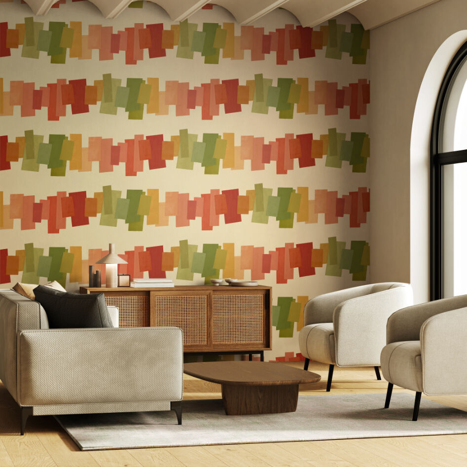FRA50156W Offset Blocks Heatwave Wallpaper by Ohpopsi