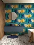 FRA50157W Offset Blocks Sapphire Mix Wallpaper by Ohpopsi