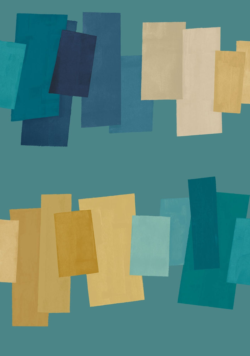 FRA50157W Offset Blocks Sapphire Mix Wallpaper by Ohpopsi