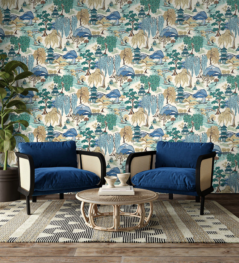 HAN50103W Oka Indigo Wallpaper by Ohpopsi