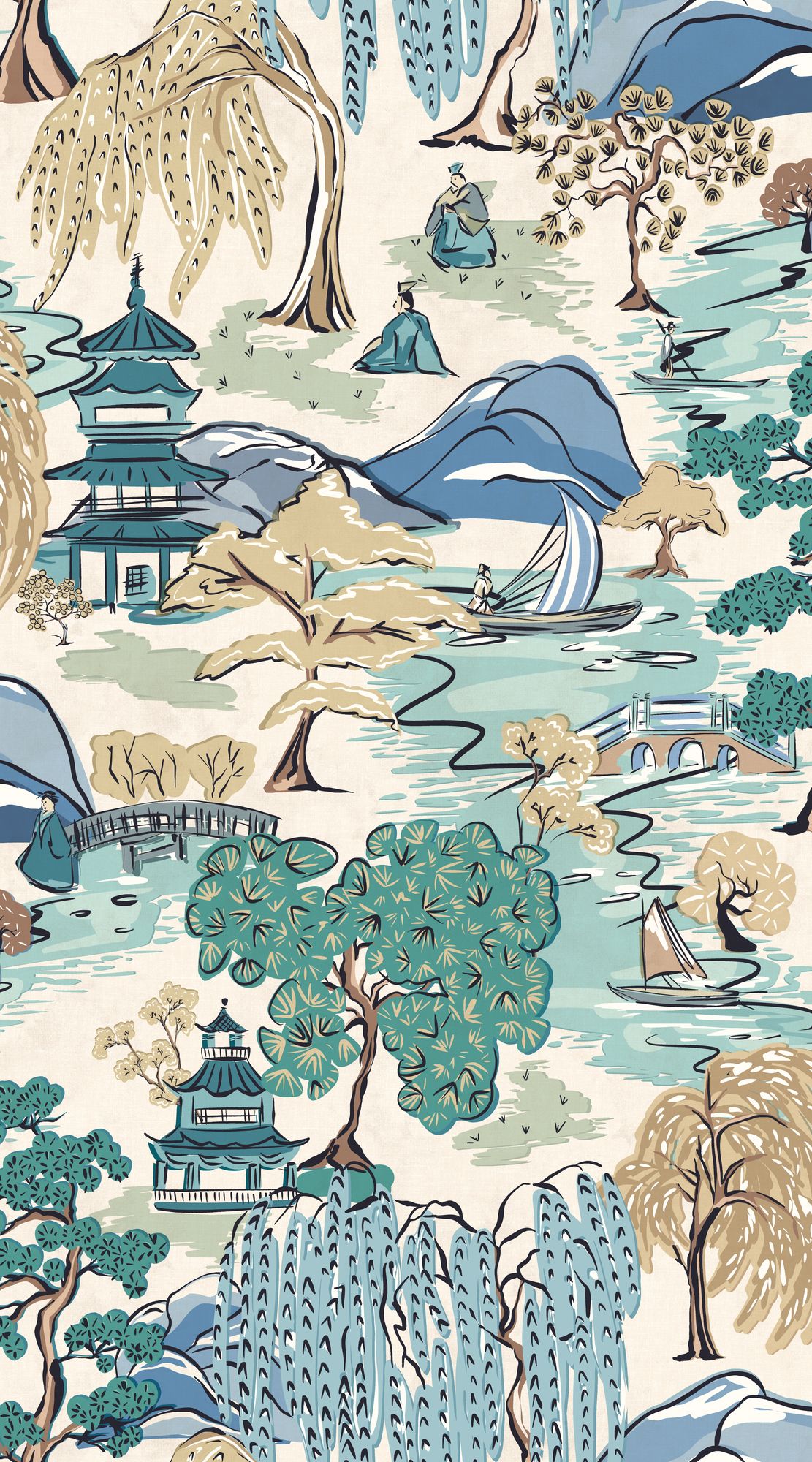 HAN50103W Oka Indigo Wallpaper by Ohpopsi