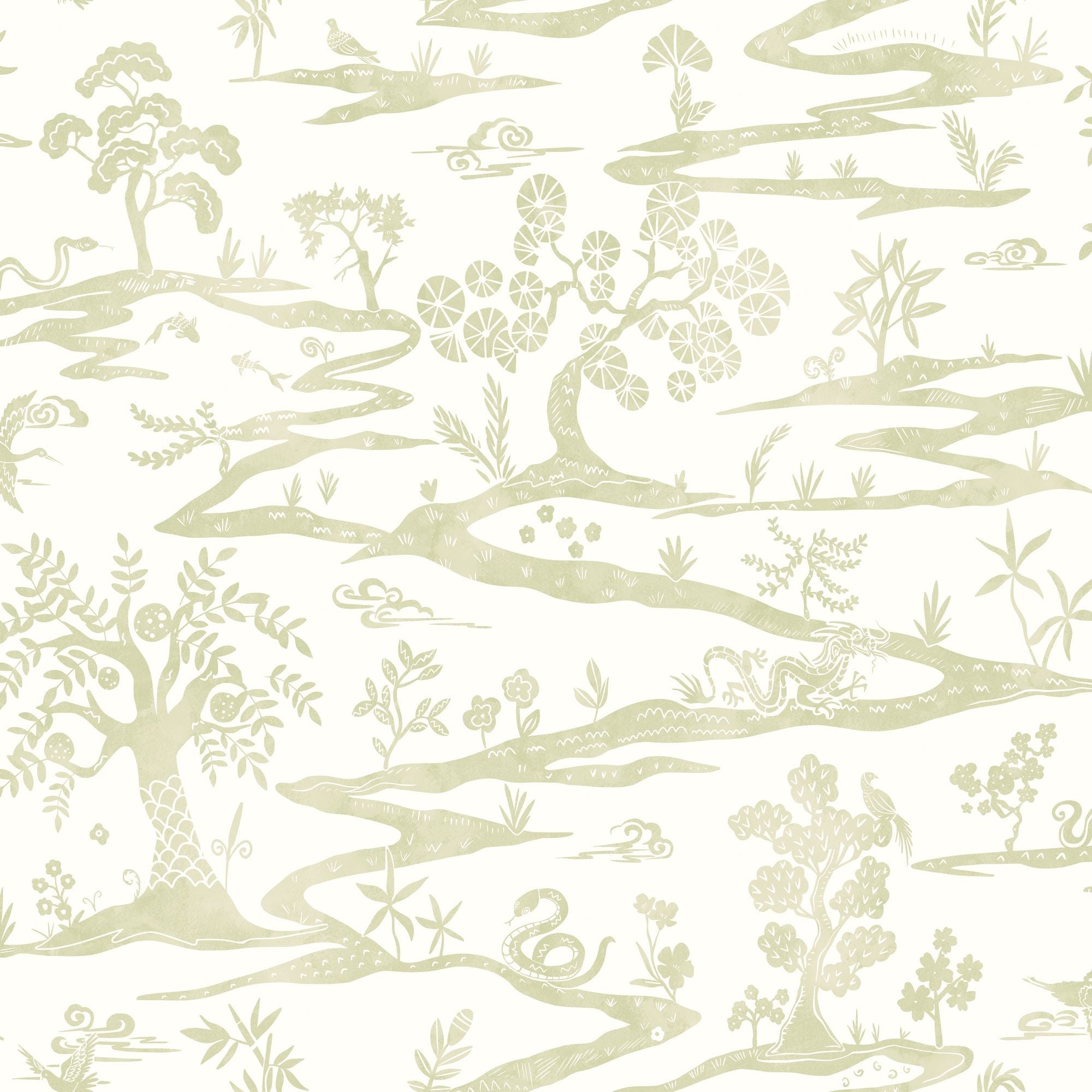 HAN50106W Kaiwa Green Tea Wallpaper by Ohpopsi