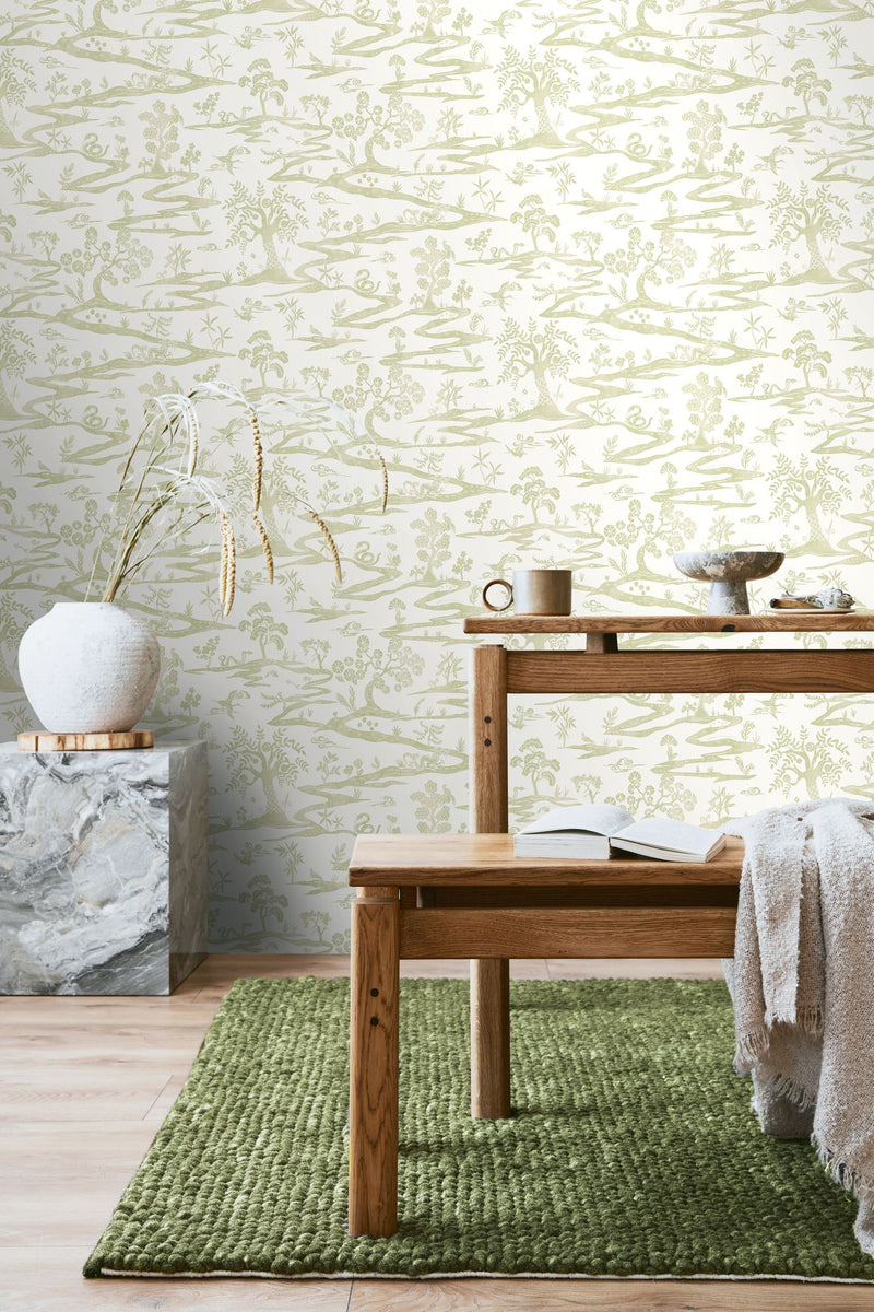 HAN50106W Kaiwa Green Tea Wallpaper by Ohpopsi