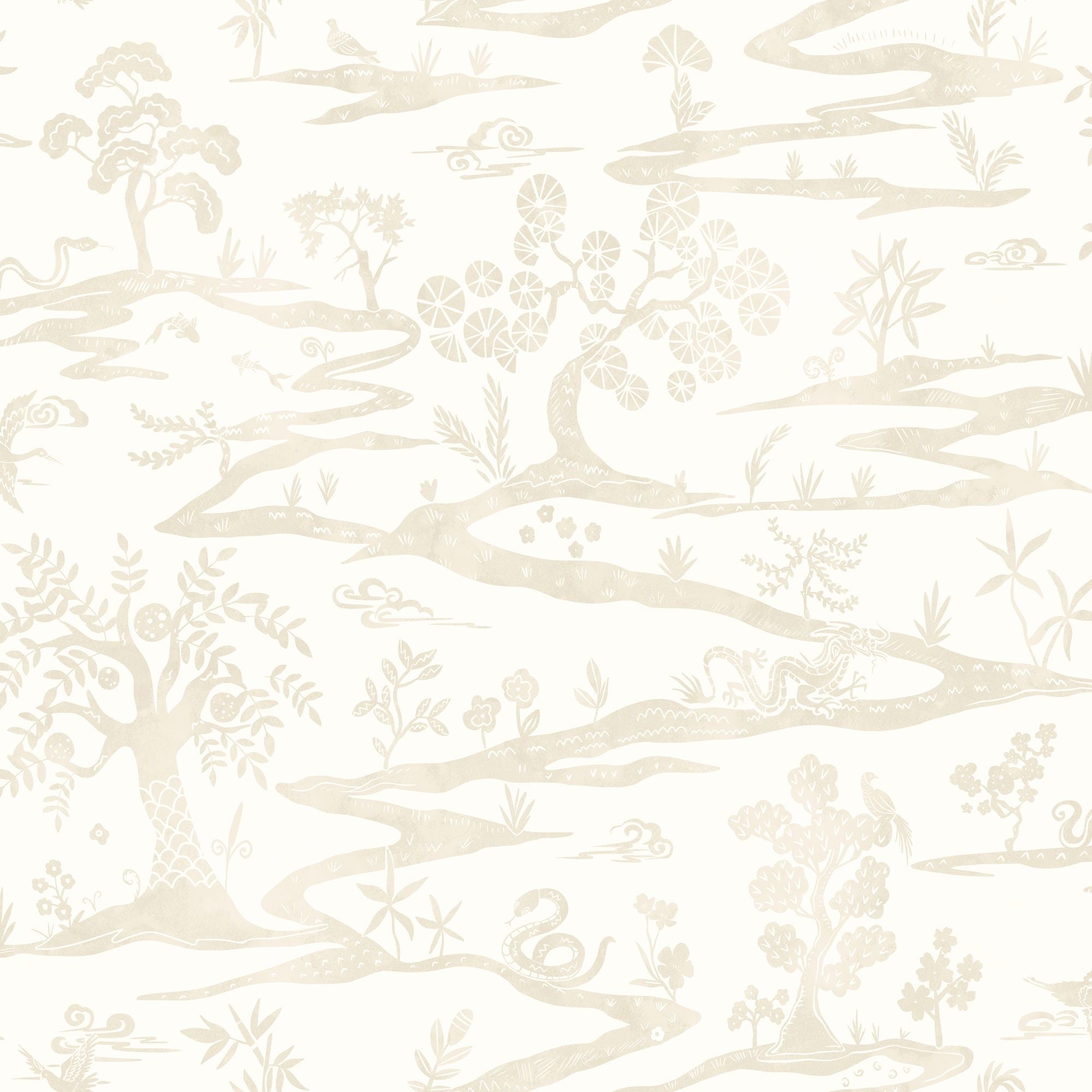 HAN50107W Kaiwa Lace White Wallpaper by Ohpopsi