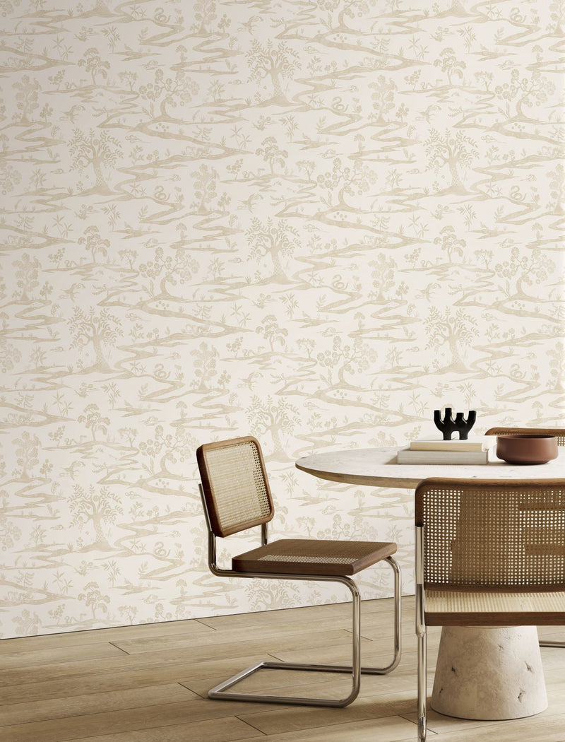 HAN50107W Kaiwa Lace White Wallpaper by Ohpopsi