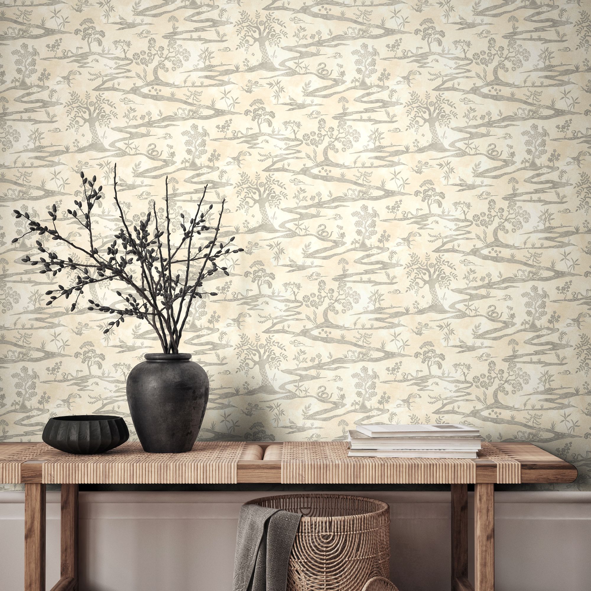 HAN50108W Kaiwa Wolf Mist Wallpaper by Ohpopsi
