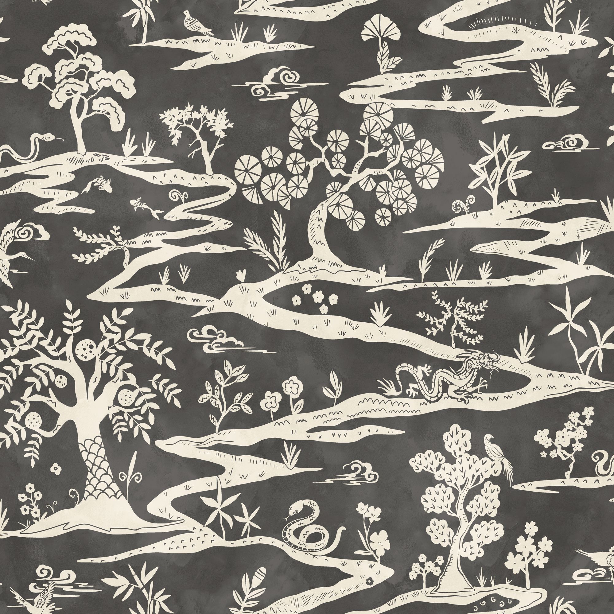 HAN50109W Kaiwa Raven Wallpaper by Ohpopsi