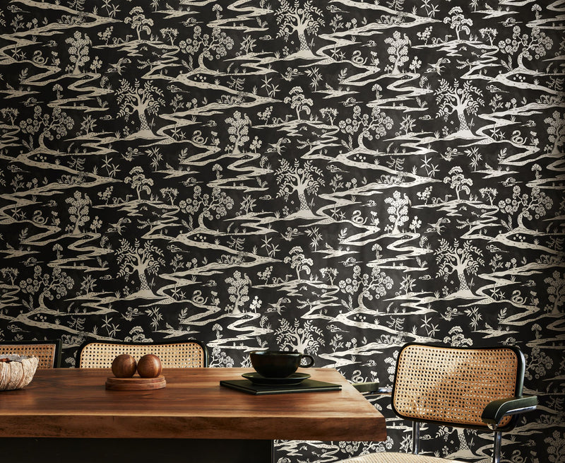 HAN50109W Kaiwa Raven Wallpaper by Ohpopsi