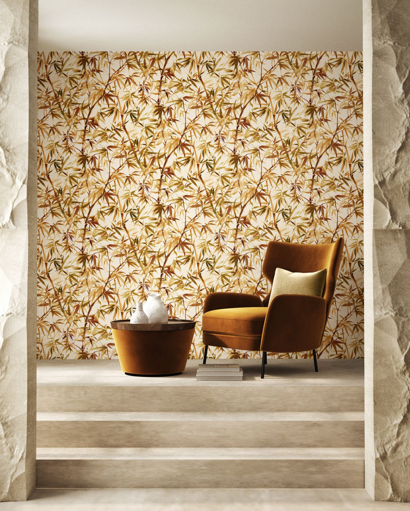 HAN50112W Shadow Bamboo Goldenrod Wallpaper by Ohpopsi