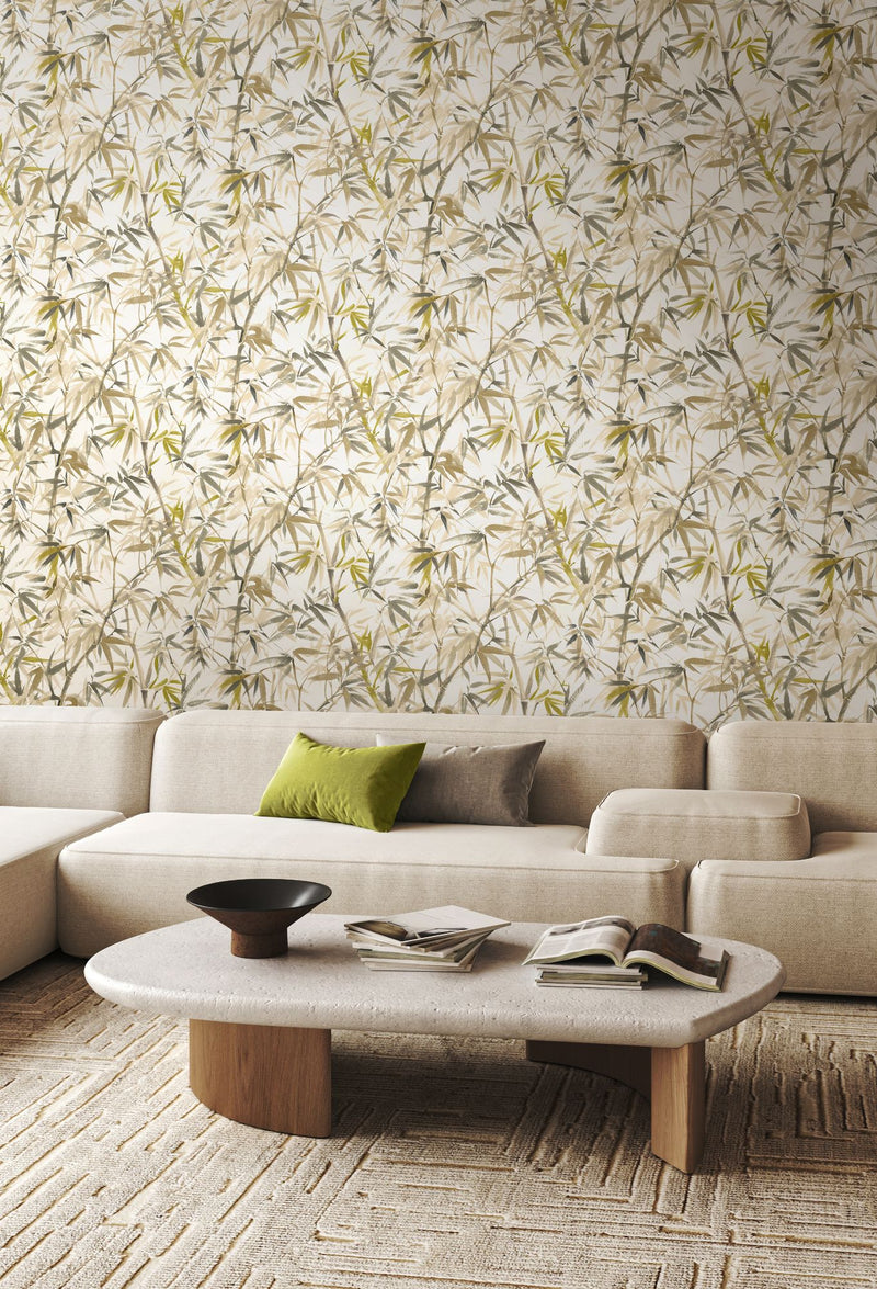 HAN50113W Shadow Bamboo Oyster Mix Wallpaper by Ohpopsi