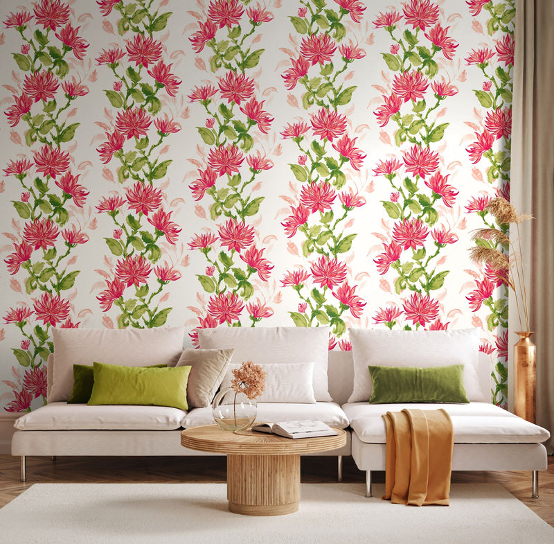 HAN50130W Kiku Cerise Wallpaper by Ohpopsi
