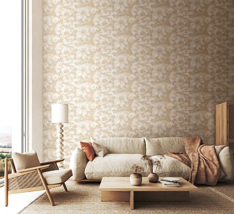 HAN50142W Suiren Champagne Wallpaper by Ohpopsi