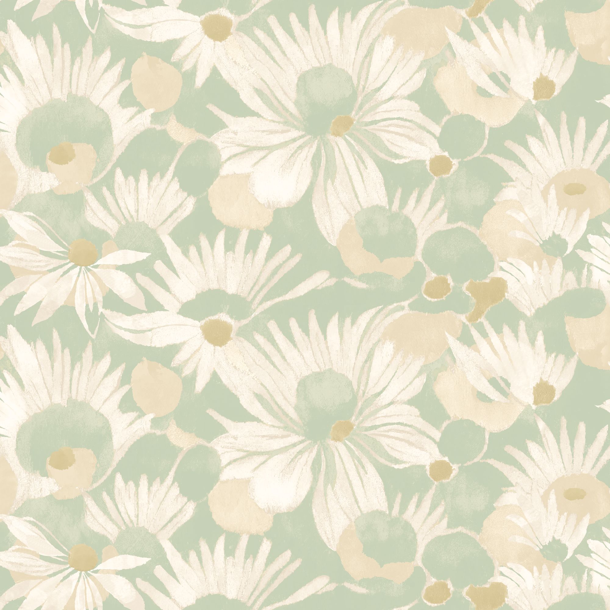 HAN50143W Suiren Misty Mint Wallpaper by Ohpopsi