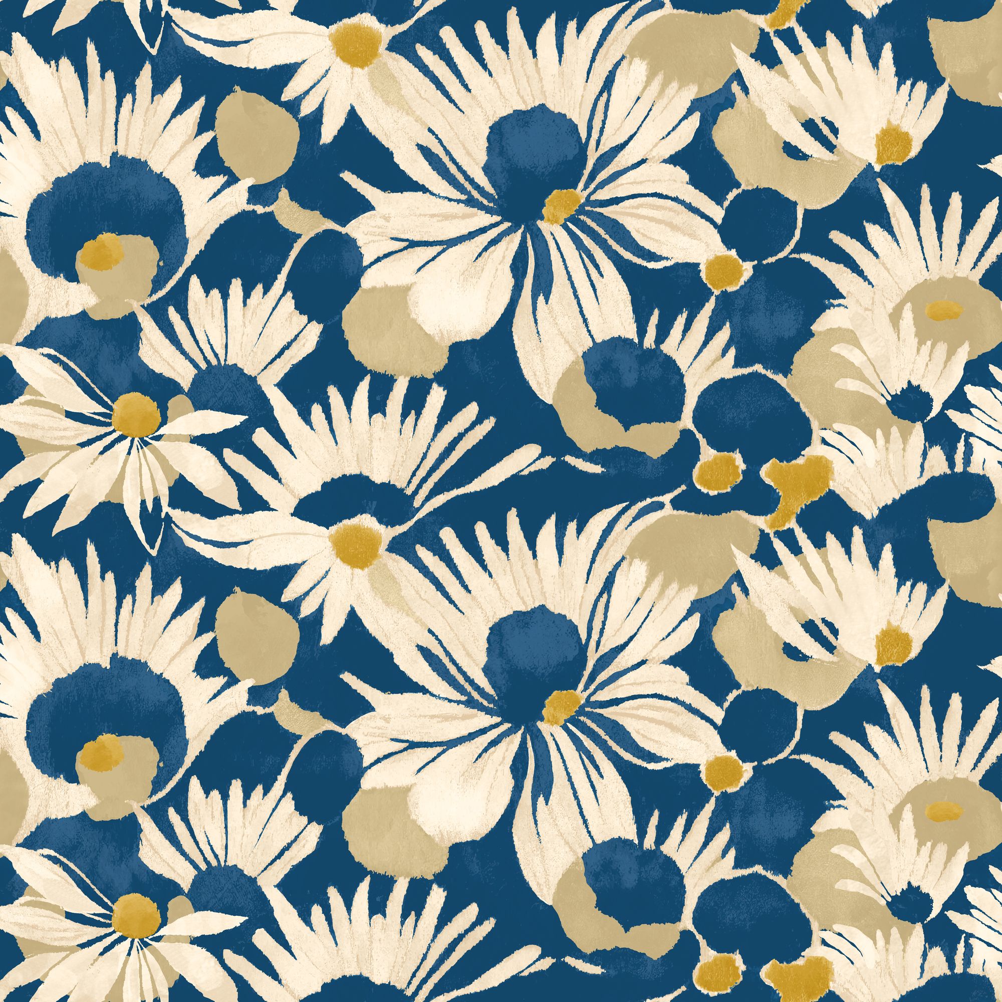 HAN50145W Suiren Indigo Wallpaper by Ohpopsi