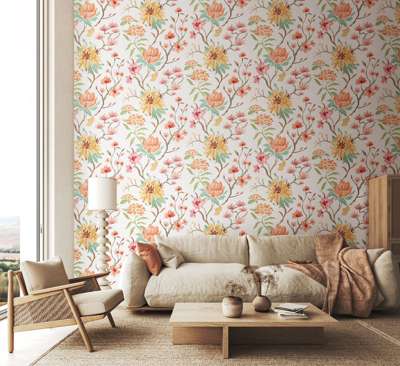 HAN50147W Saku Linen & Apricot Wallpaper by Ohpopsi