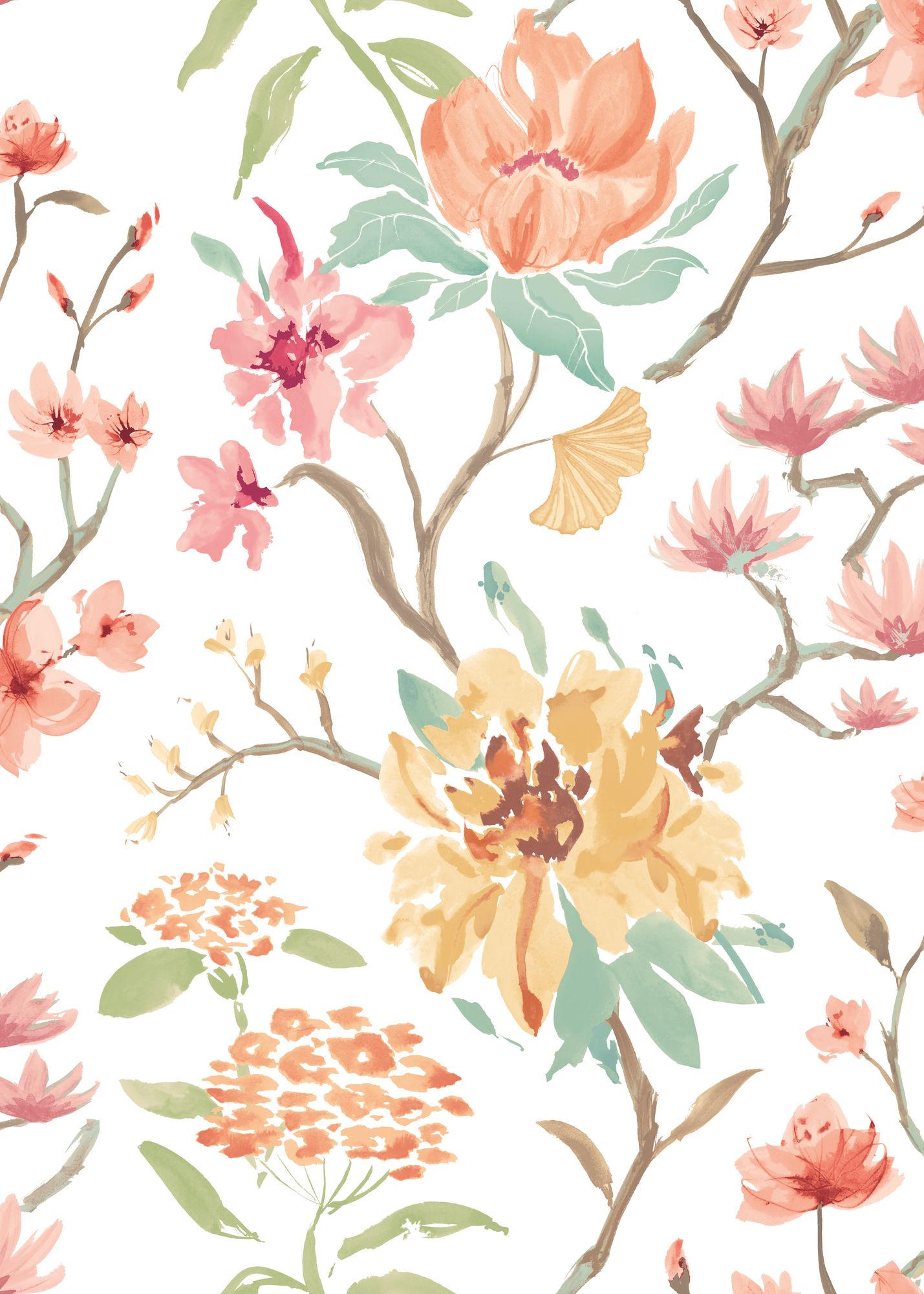 HAN50147W Saku Linen & Apricot Wallpaper by Ohpopsi