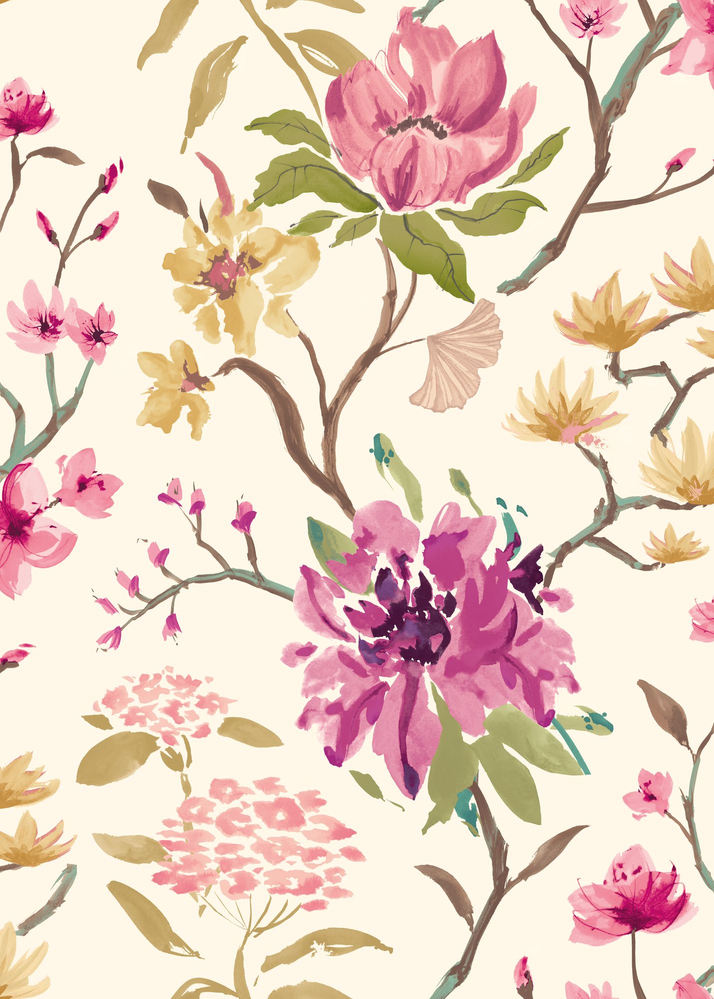 HAN50148W Saku Vintage Plum Wallpaper by Ohpopsi