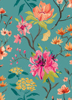 HAN50152W Saku Peacock & Rose Wallpaper by Ohpopsi