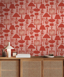 REV50102W Boogie Lights Faded Rouge Wallpaper by Ohpopsi
