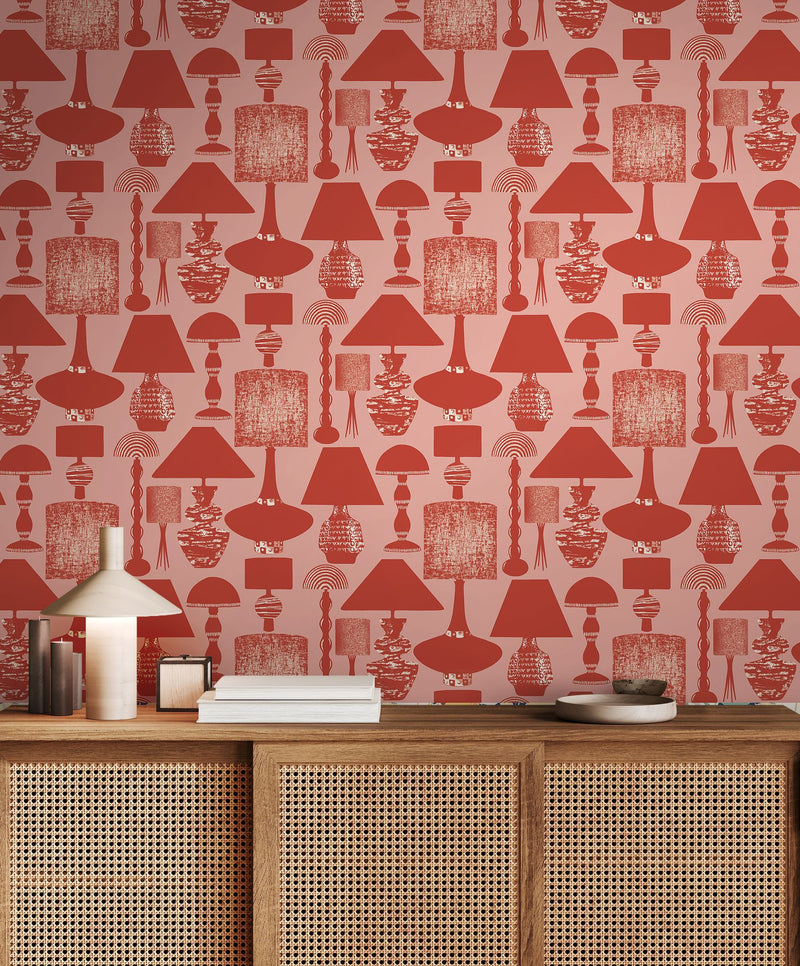 REV50102W Boogie Lights Faded Rouge Wallpaper by Ohpopsi
