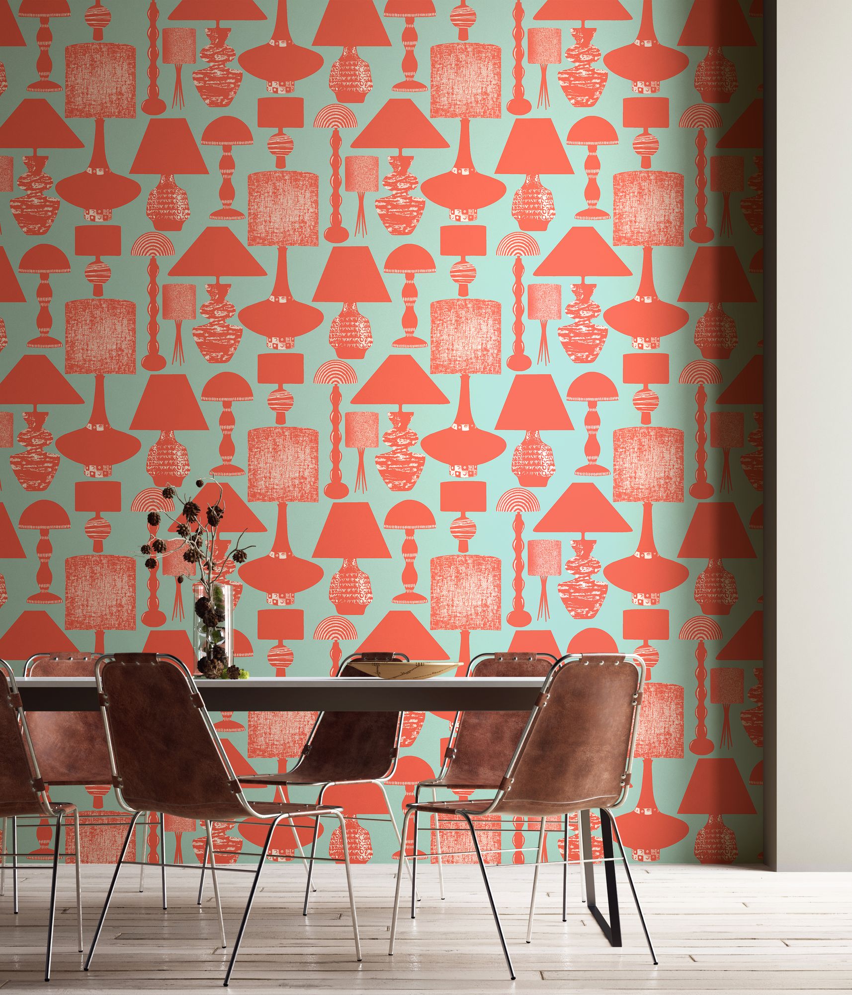 REV50103W Boogie Lights Saltwater Coral Wallpaper by Ohpopsi