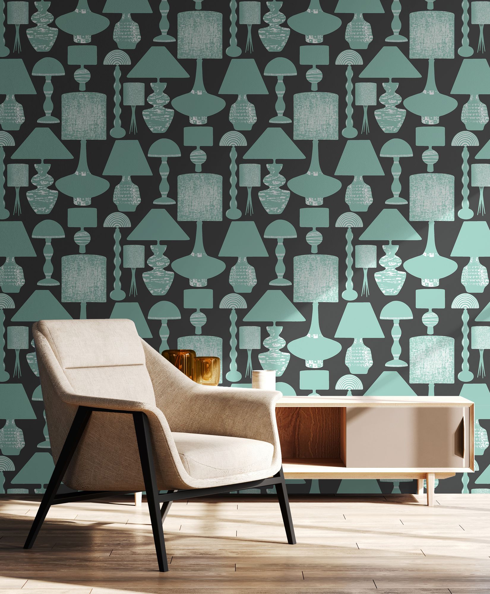 REV50104W Boogie Lights Ash Duckegg Wallpaper by Ohpopsi