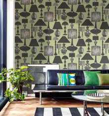 REV50105W Boogie Lights Midnight Moss Wallpaper by Ohpopsi
