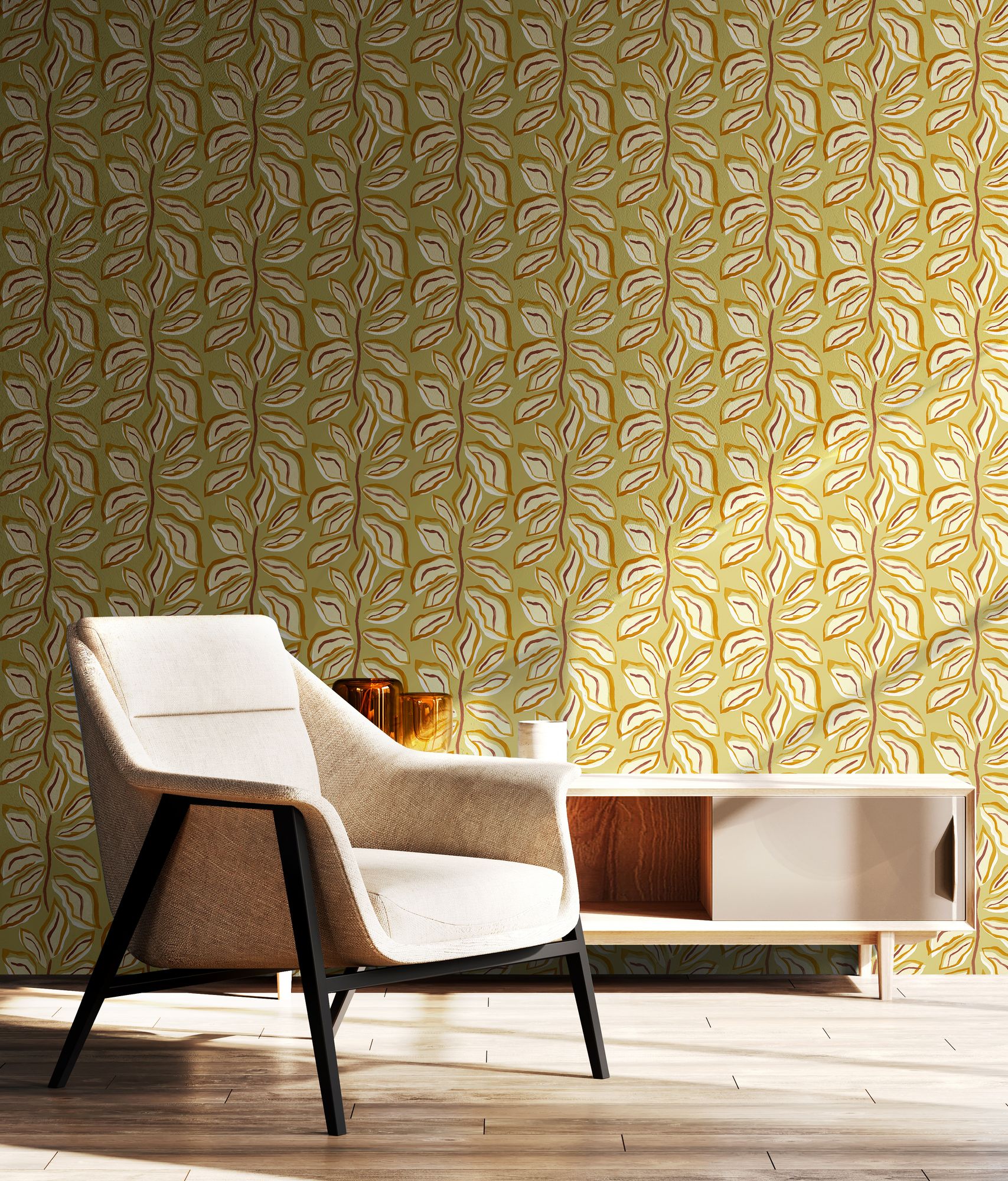 REV50118W Foli Olive Glow Wallpaper by Ohpopsi