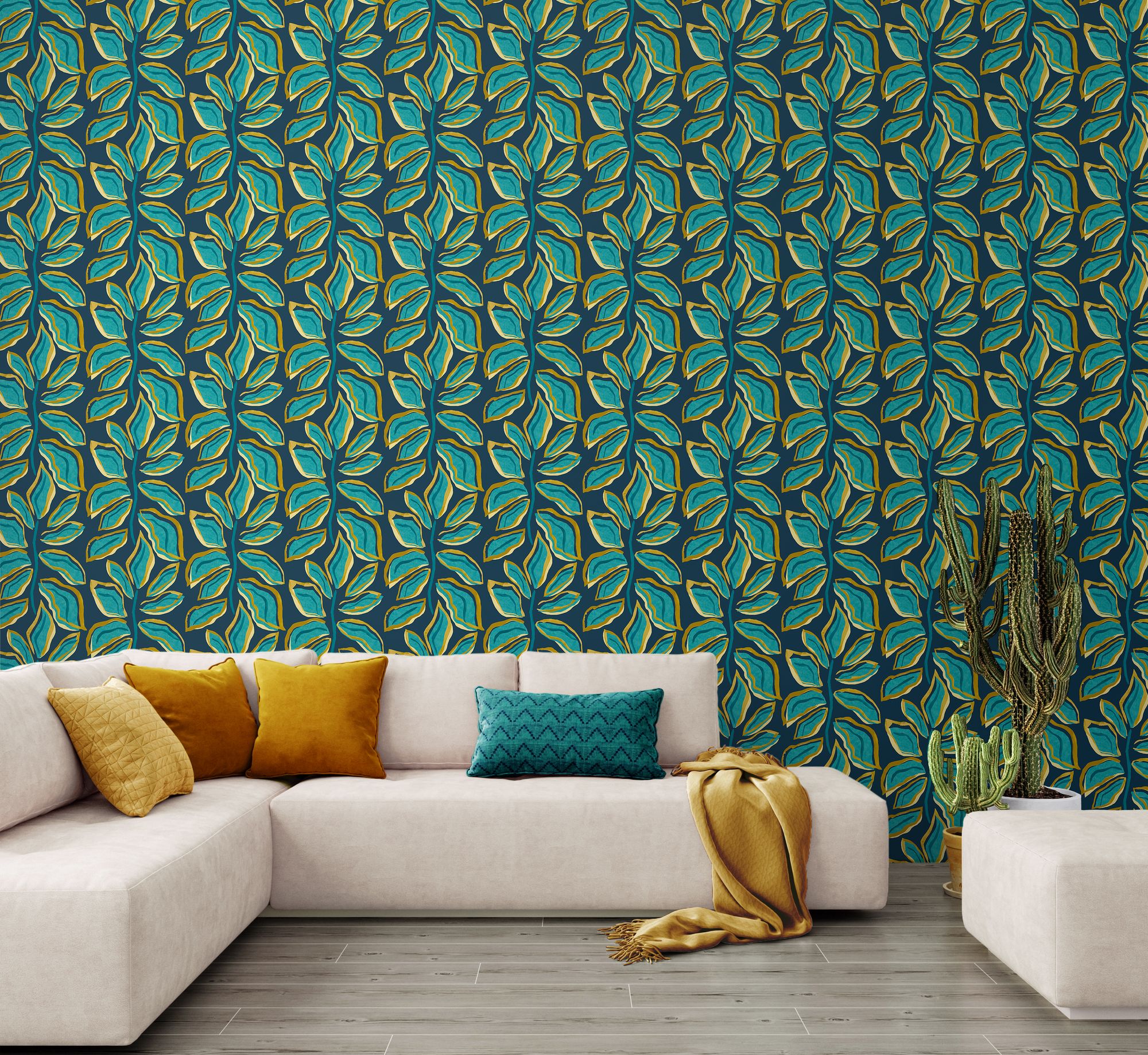 REV50121W Foli Midnight Teal Wallpaper by Ohpopsi