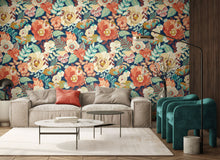 REV50125W Poppies + Pansies Smoky Terra Wallpaper by Ohpopsi