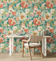 Poppies + Pansies Emerald Glow Revive Wallpaper by Ohpopsi